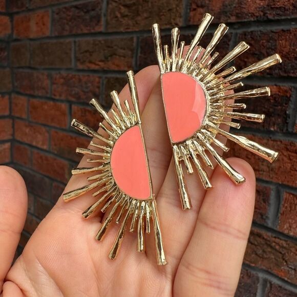 Zara Sun Radiant Gold Statement Stud Earrings - Picture 6 of 6